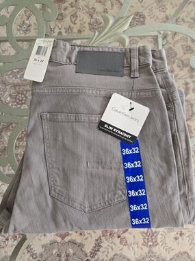 Calvin Klein Jeans Slim Straight Denim in New Beige